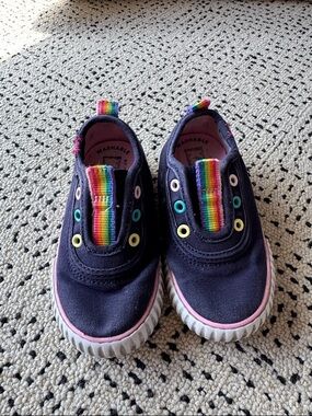 Keds Navy Canvas Slip-On Shoes with Rainbow Detail